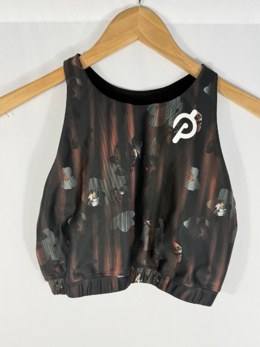 Peloton Show Up Floral High Neck Sports Bra Black Red Large Low Impact